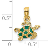 14K Textured and Enameled Sea Turtle Charm-K6752