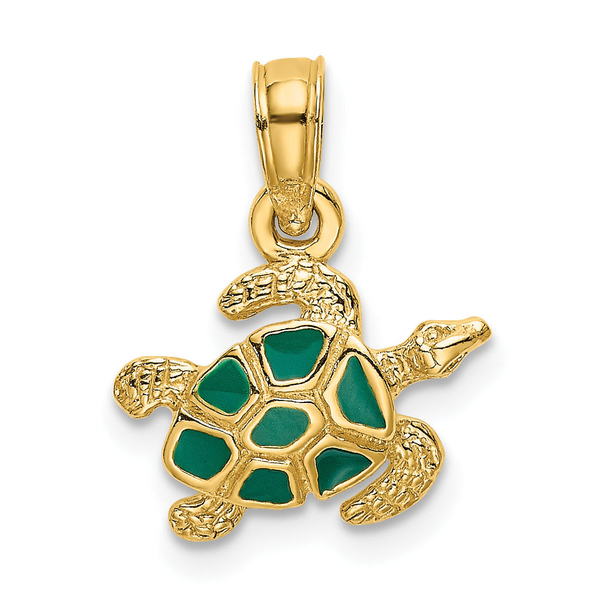14K Textured and Enameled Sea Turtle Charm-K6752