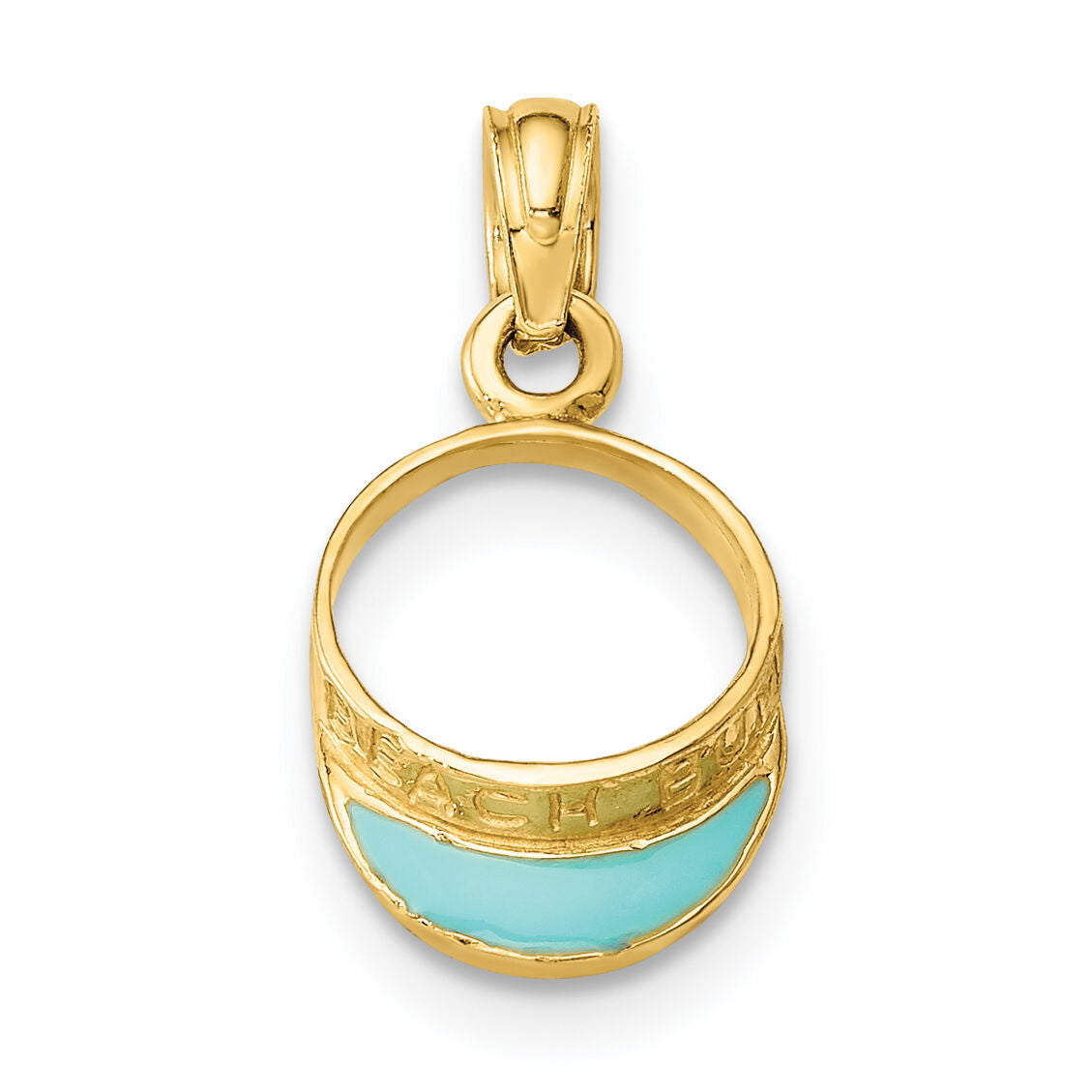 14K Aqua Enameled Beach Sun Visor Charm-K6759