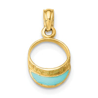 14K Aqua Enameled Beach Sun Visor Charm-K6759