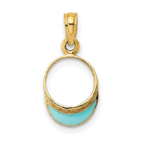 14K Aqua Enameled Beach Sun Visor Charm-K6759
