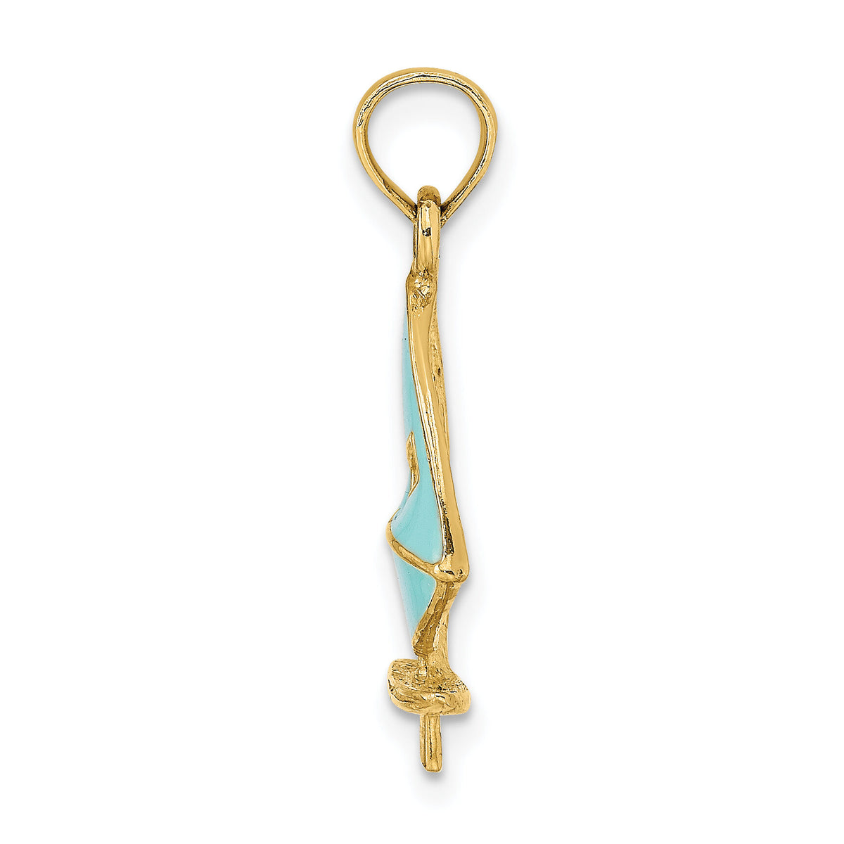 14K Aqua Enameled Windsail Surf Board Charm-K6763