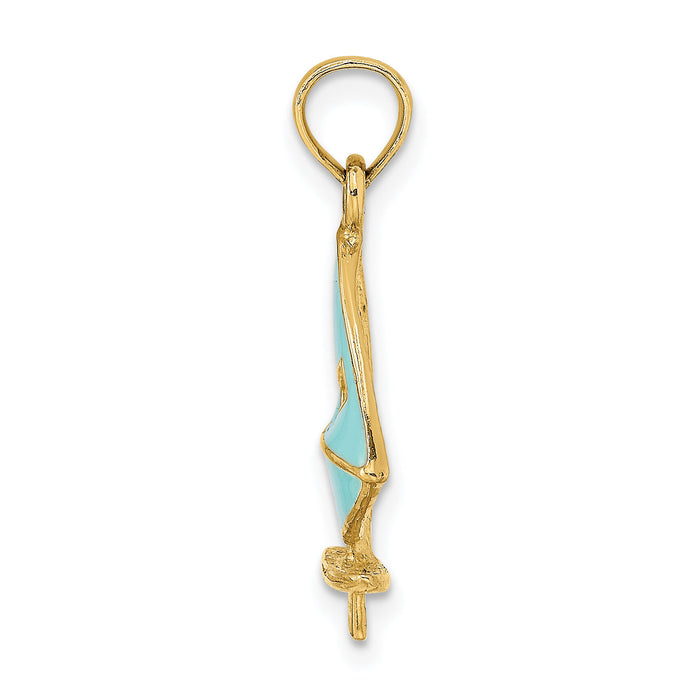 14K Aqua Enameled Windsail Surf Board Charm-K6763
