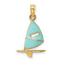 14K Aqua Enameled Windsail Surf Board Charm-K6763