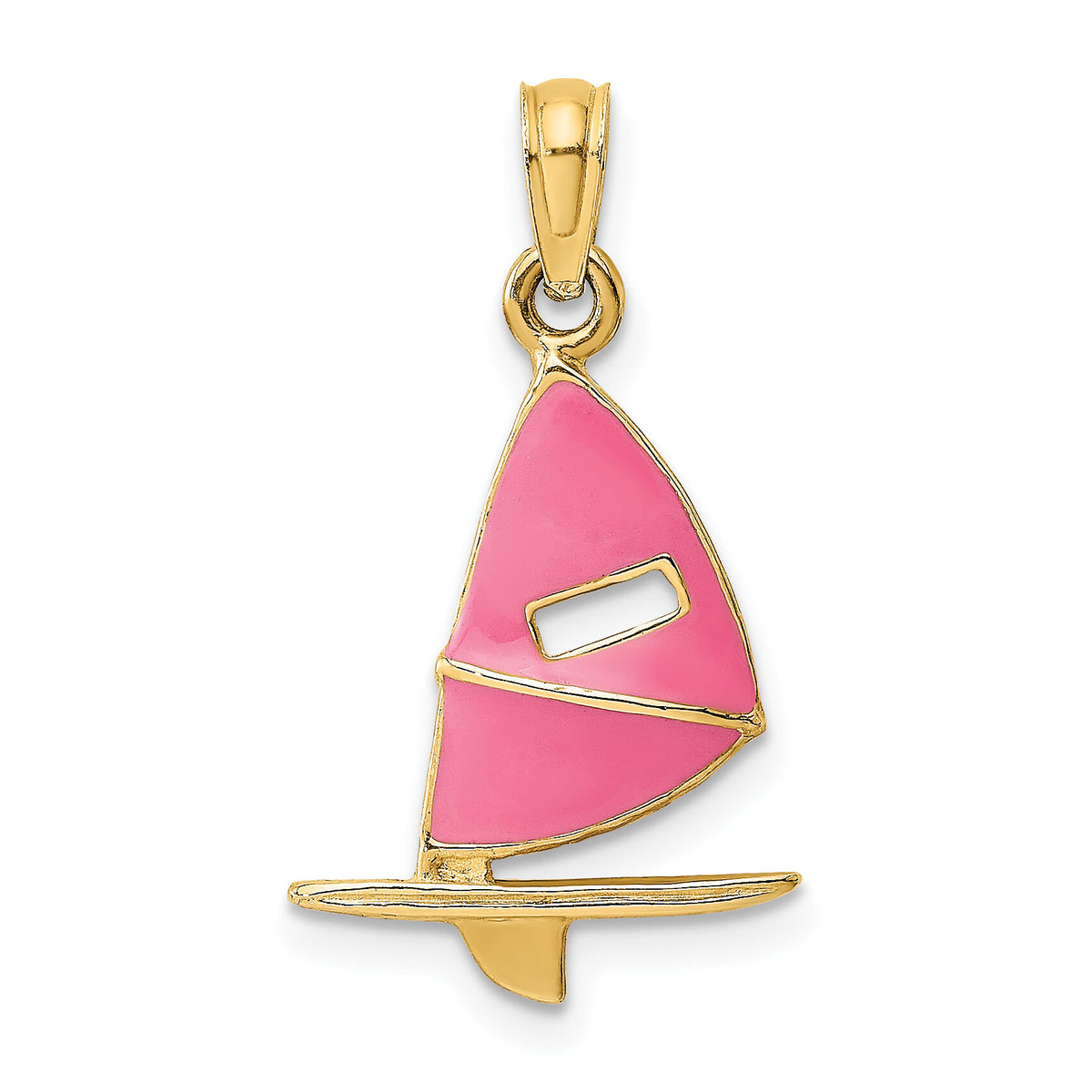 14K Pink Enameled Windsail Surf Board Charm-K6766