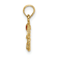 14K Red and White Enameled Lifesaver Ring Charm-K6770