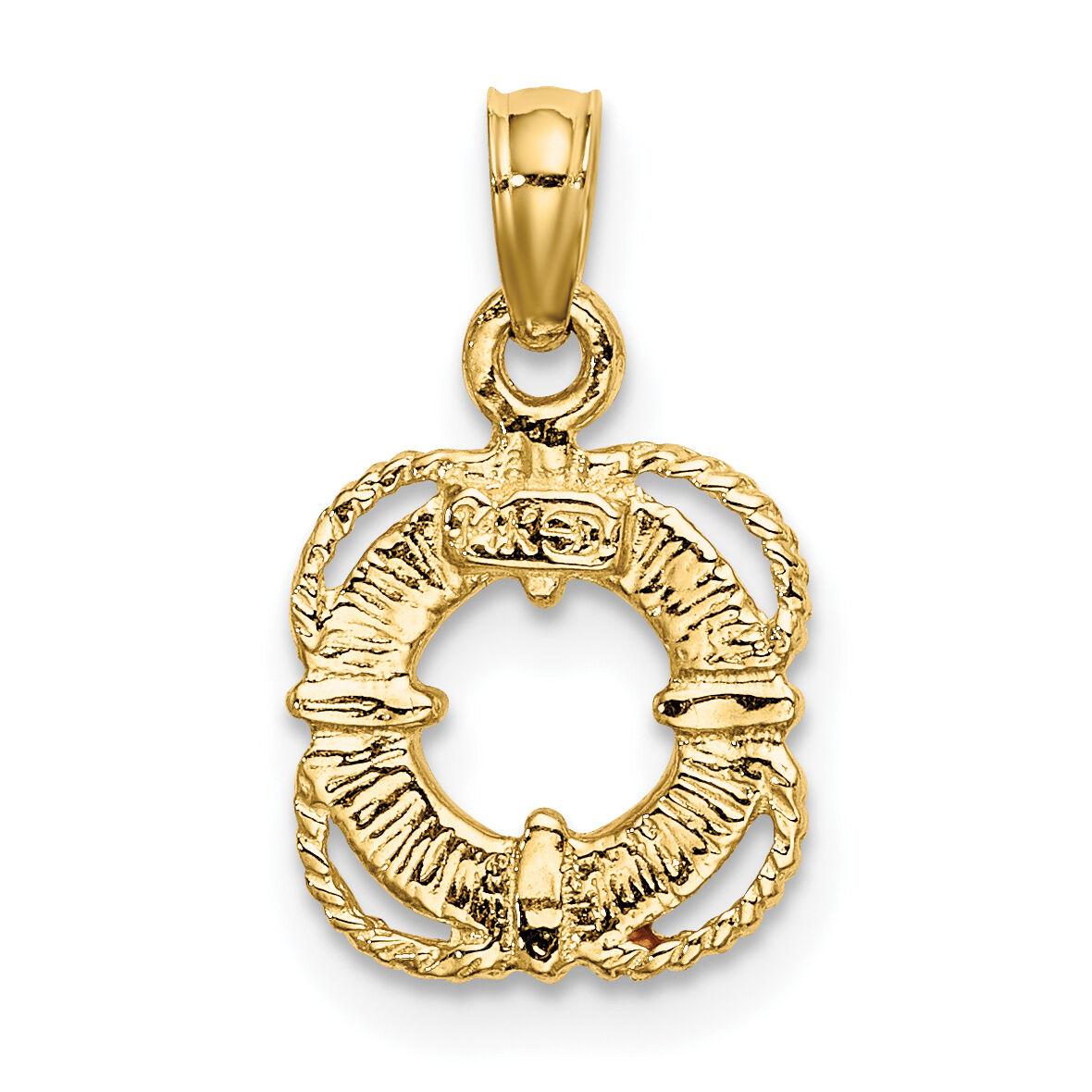 14K Red and White Enameled Lifesaver Ring Charm-K6770