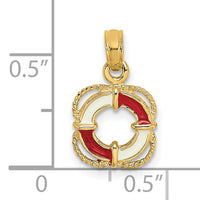 14K Red and White Enameled Lifesaver Ring Charm-K6770