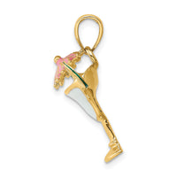 14K Enameled Margarita Drink w/ Umbrella and Lime Charm-K6776