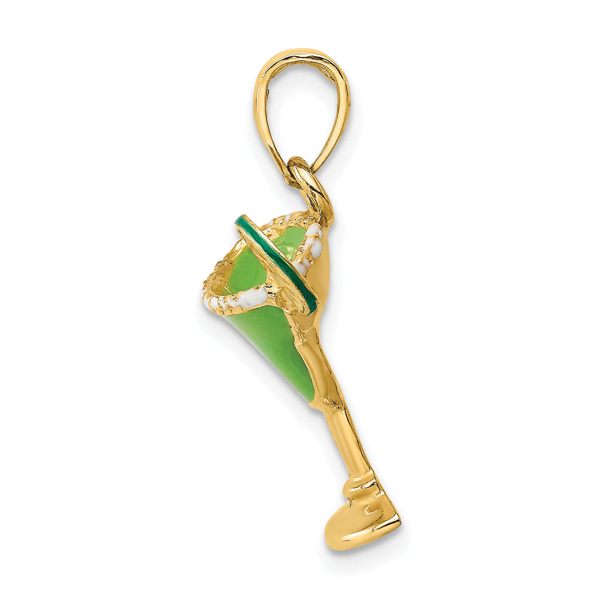14K 2-D Green Enameled Salted Margarita Drink w/Lime Charm-K6781