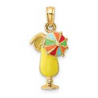 14K Yellow Enamel Drink w/Multi-Colored Umbrella Charm-K6795