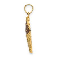 14K w/Brown Enamel Chocolate Ice Cream Cone  Charm-K6798