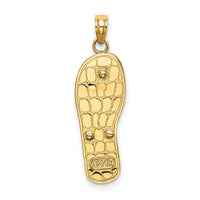 14K w/Rhodium 3D Enamel Palm Tree and Bucket Flip-Flop Charm-K6804