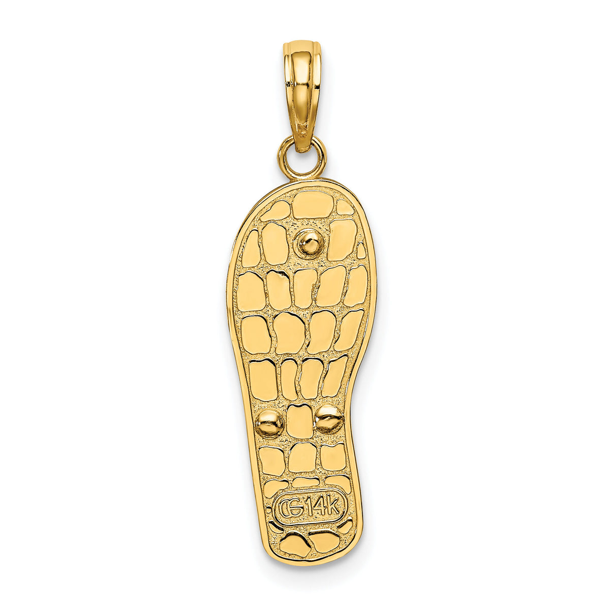 14K and Rhodium Multi-Colored 3D Enamel Fuschia Flowers On Flip-Flop Charm-K6805