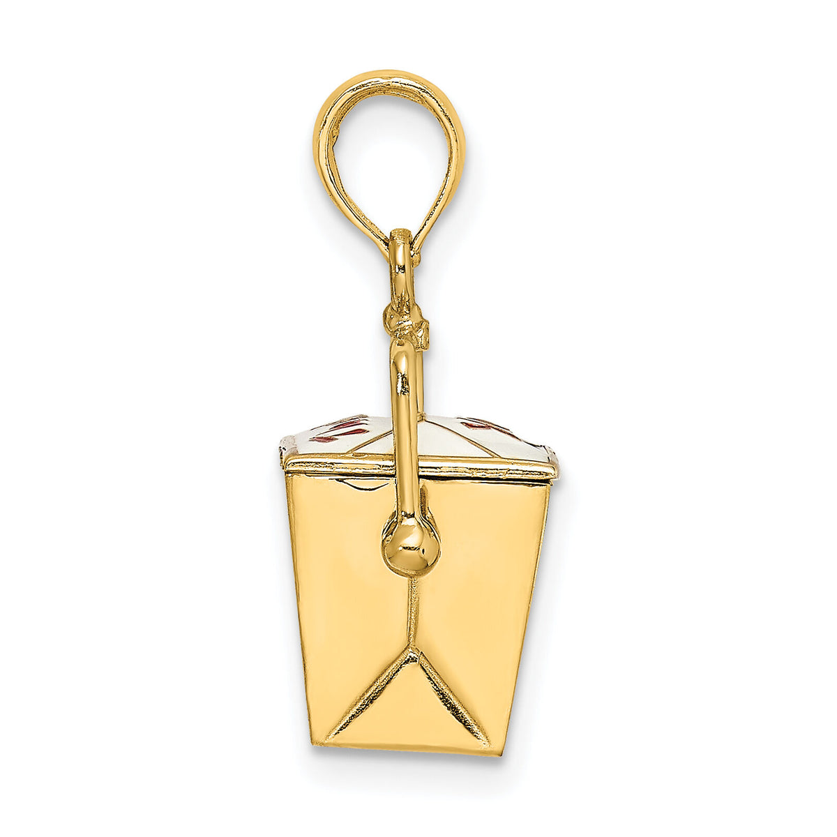 14K 3-D Enameled Moveable Chinese Take-Out Box Charm-K6807