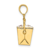 14K 3-D Enameled Moveable Chinese Take-Out Box Charm-K6807