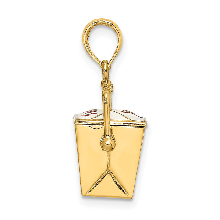 14K 3-D Enameled Moveable Chinese Take-Out Box Charm-K6807