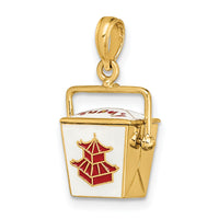 14K 3-D Enameled Moveable Chinese Take-Out Box Charm-K6807