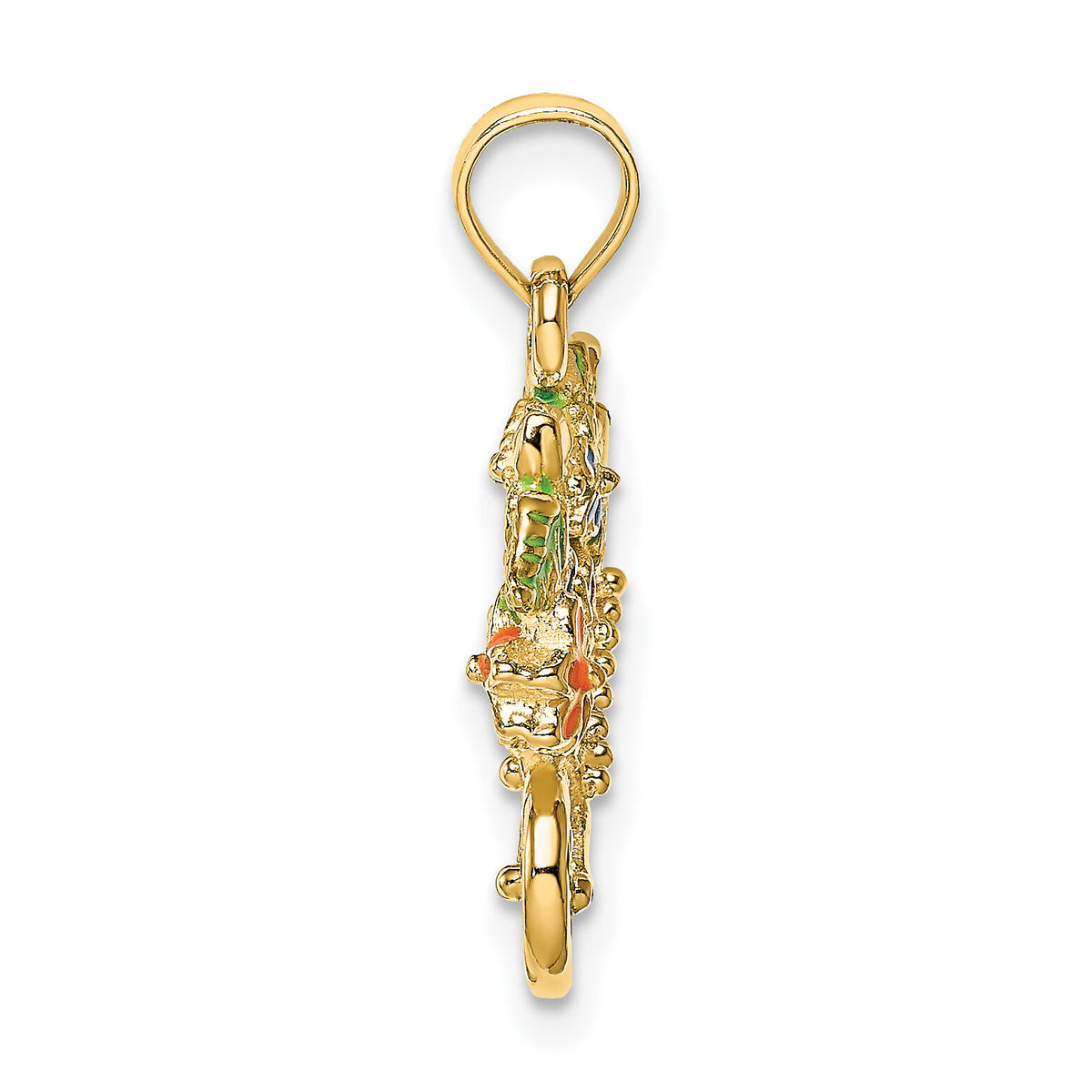 14K 3-D Multi-color Enamel flower Cart Charm-K6808