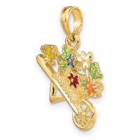 14K 3-D Multi-color Enamel flower Cart Charm-K6808