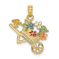 14K 3-D Multi-color Enamel flower Cart Charm-K6808
