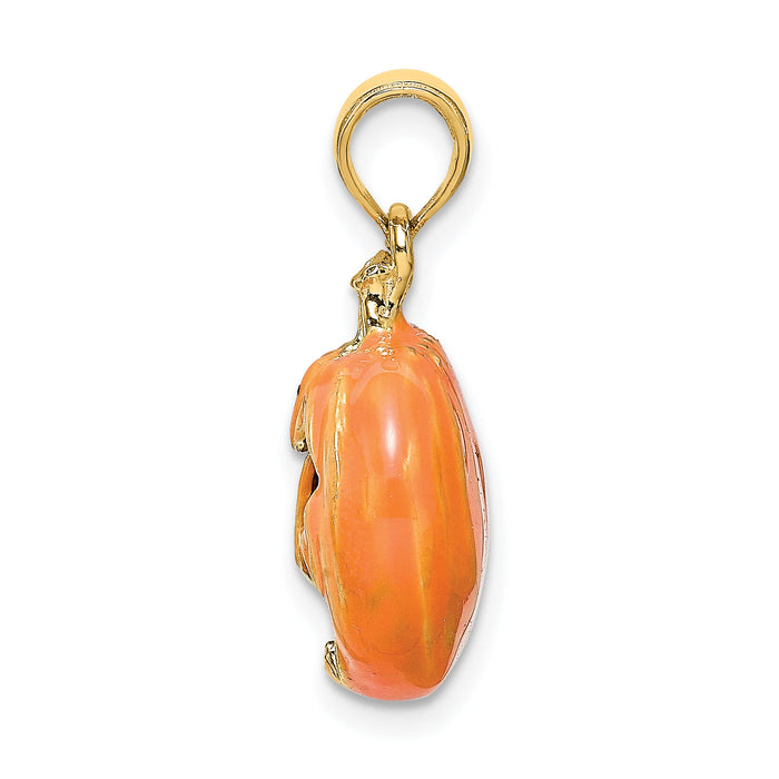 14K 3-D Enameled Pumpkin w/Black Cat and Moon Charm-K6809