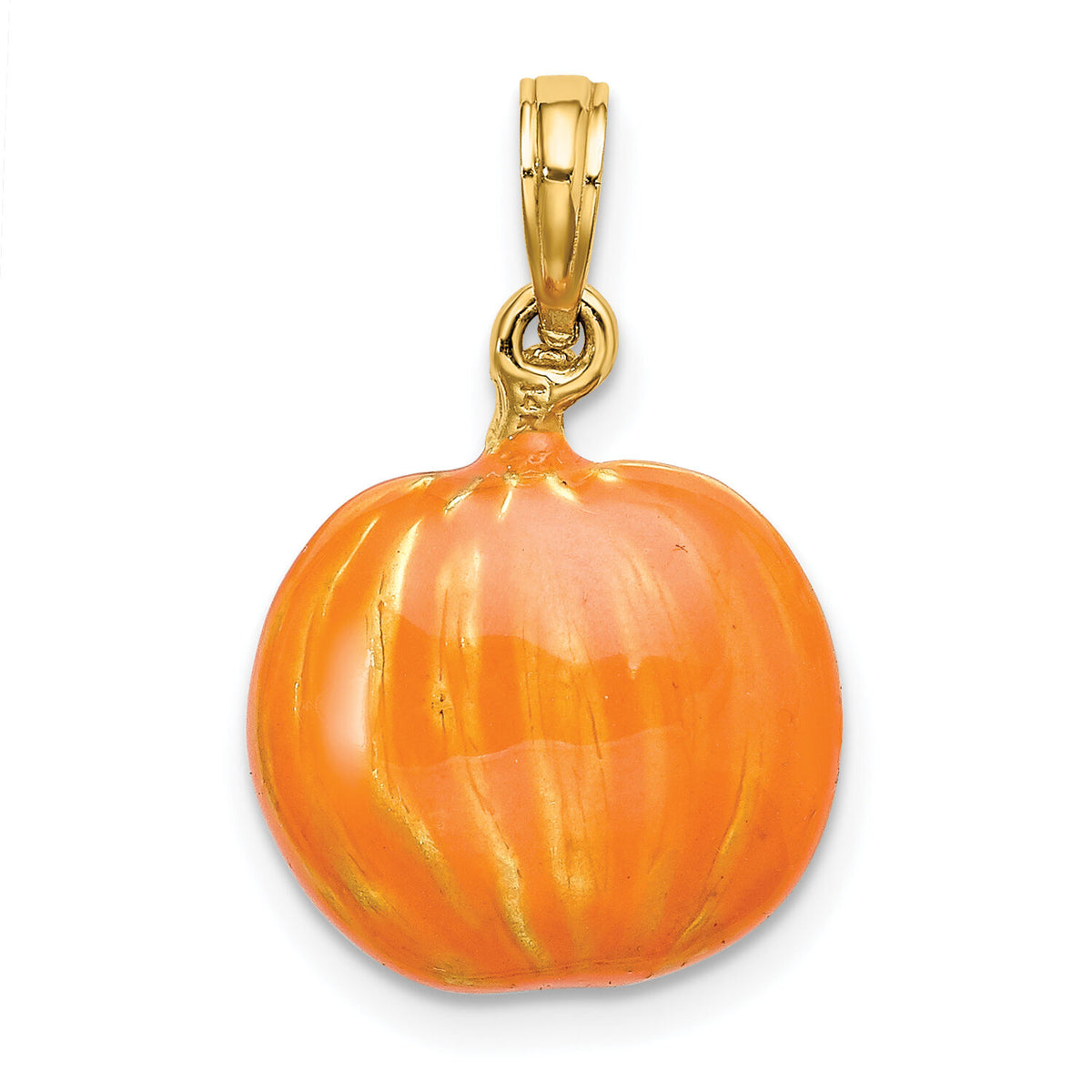14K 3-D Enameled Pumpkin w/Black Cat and Moon Charm-K6809