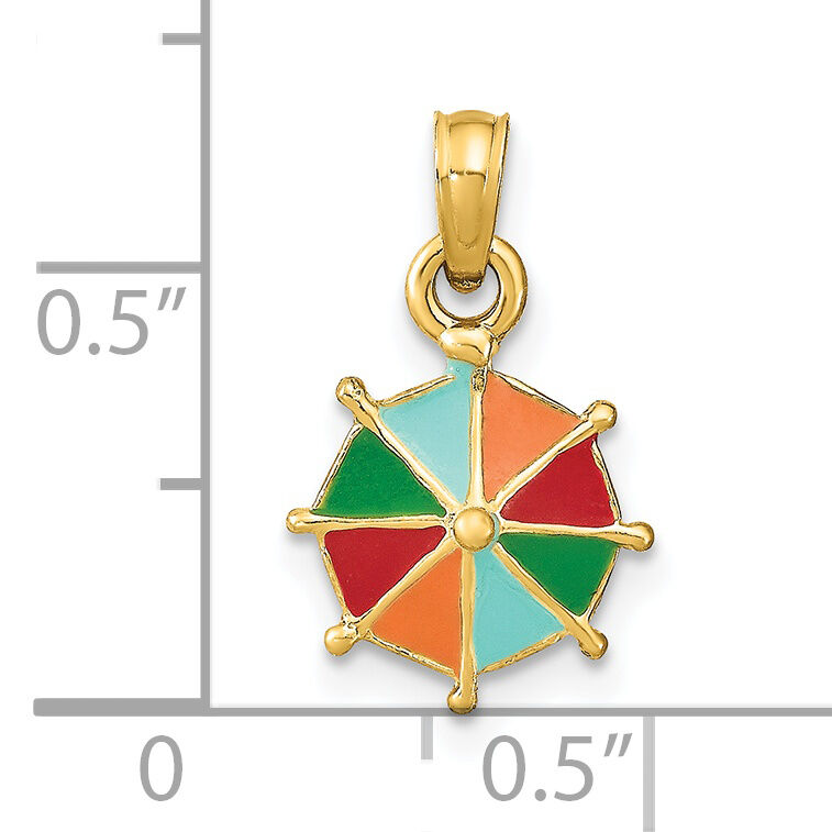 14K W/ Multi-Color Enamel Umbrella Charm-K6810