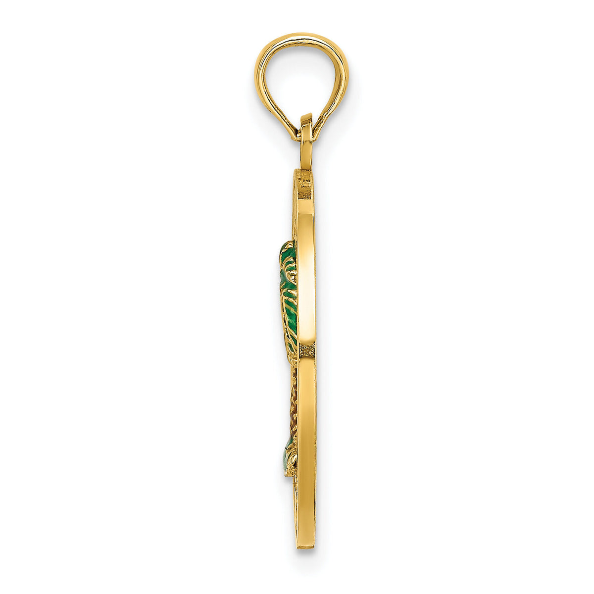 14K BLUFFTON SC Circle Enameled Palm Tree Charm-K6812