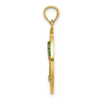 14K BLUFFTON SC Circle Enameled Palm Tree Charm-K6812