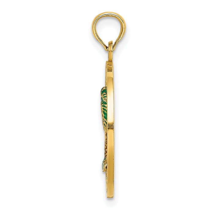14K BLUFFTON SC Circle Enameled Palm Tree Charm-K6812