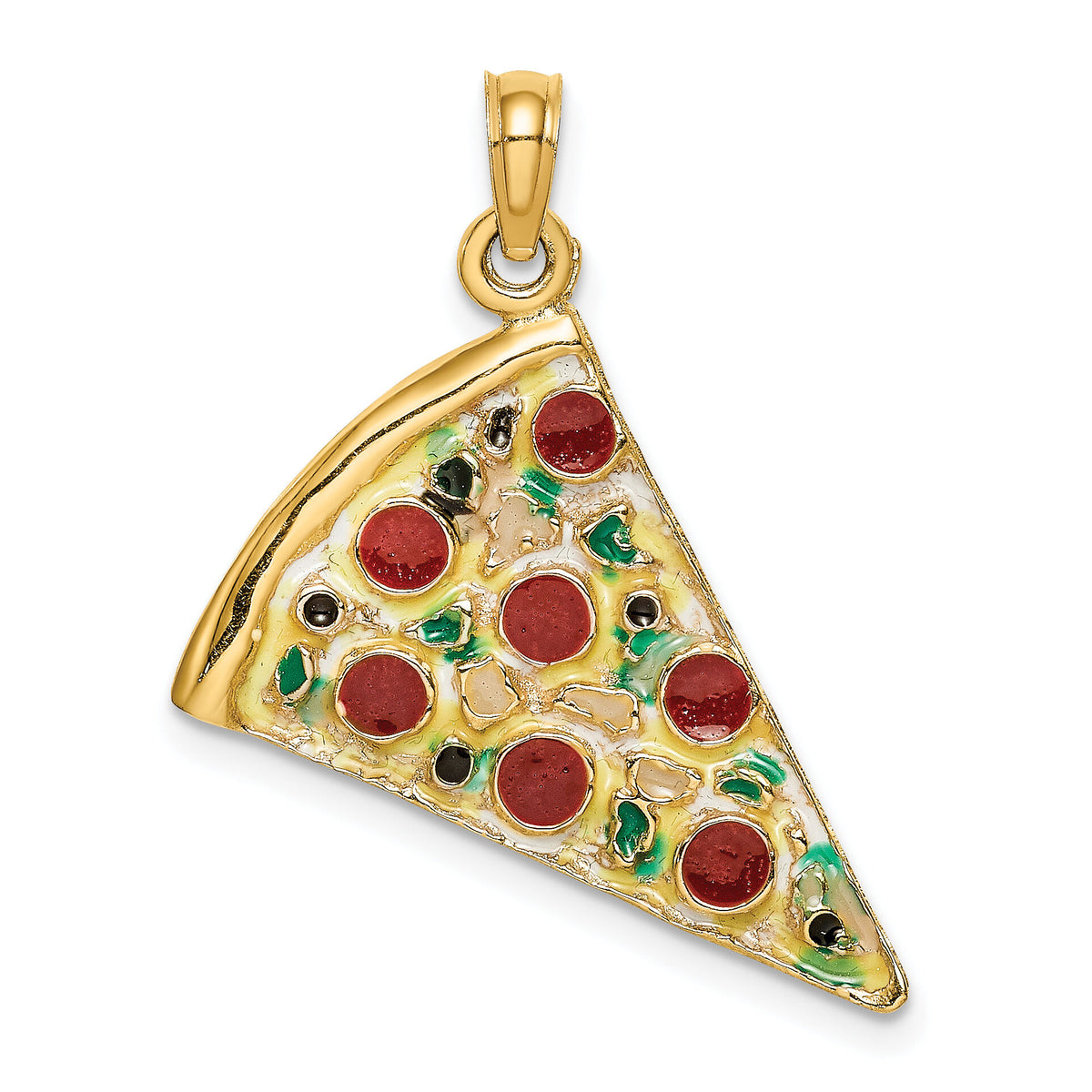 14K w/Enamel Large Pepperoni Pizza Slice-K6814