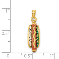 14K 3-D Enamel Hot Dog w/ Bun Charm-K6816