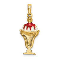 14K Chocolate Ice Cream Sundae W/Cherry Top Charm-K6818