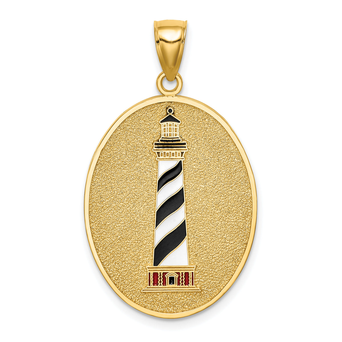 14K Enamel Lighthouse Pendant W/John 8:12 On Reverse-K6823