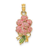 14K Enameled Bouquet of Pink Roses-K6824