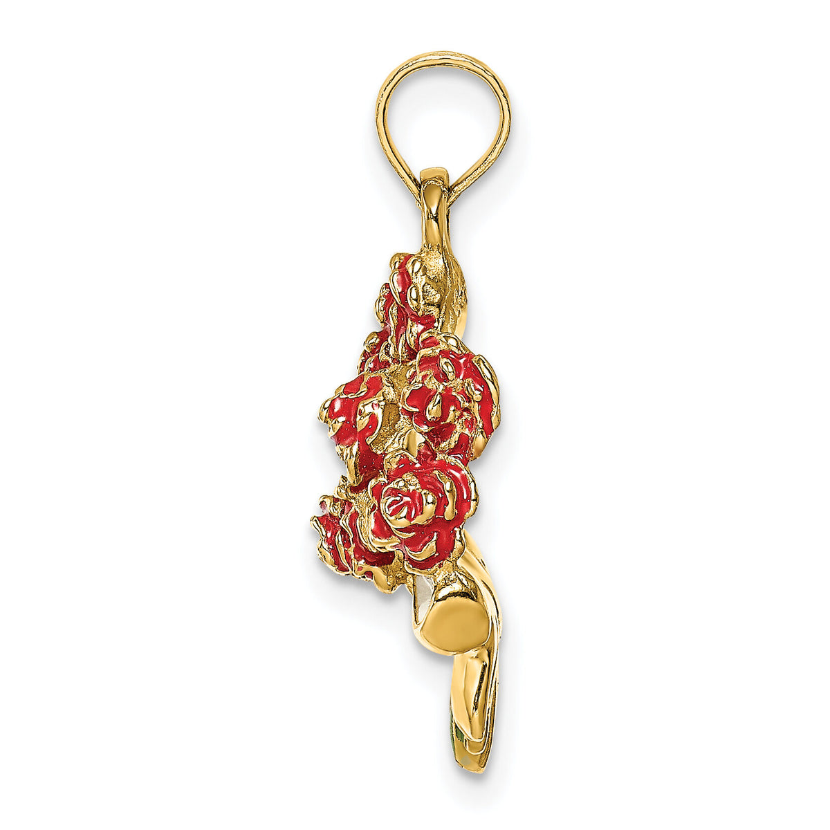 14K Enameled Bouquet of Red Roses-K6825