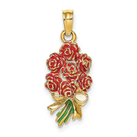 14K Enameled Bouquet of Red Roses-K6825