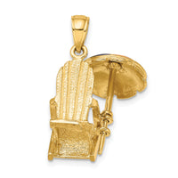 14K 3-D w/ Enamel Umbrella Beach Chair Charm-K6828