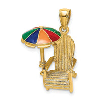 14K 3-D w/ Enamel Umbrella Beach Chair Charm-K6828