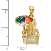 14K 3-D w/ Enamel Umbrella Beach Chair Charm-K6828