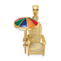 14K 3-D w/ Enamel Umbrella Beach Chair Charm-K6828