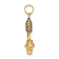14K 3-D Enameled Lavender Hydrangea Flowers In Pot Charm-K6830