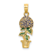 14K 3-D Enameled Lavender Hydrangea Flowers In Pot Charm-K6830