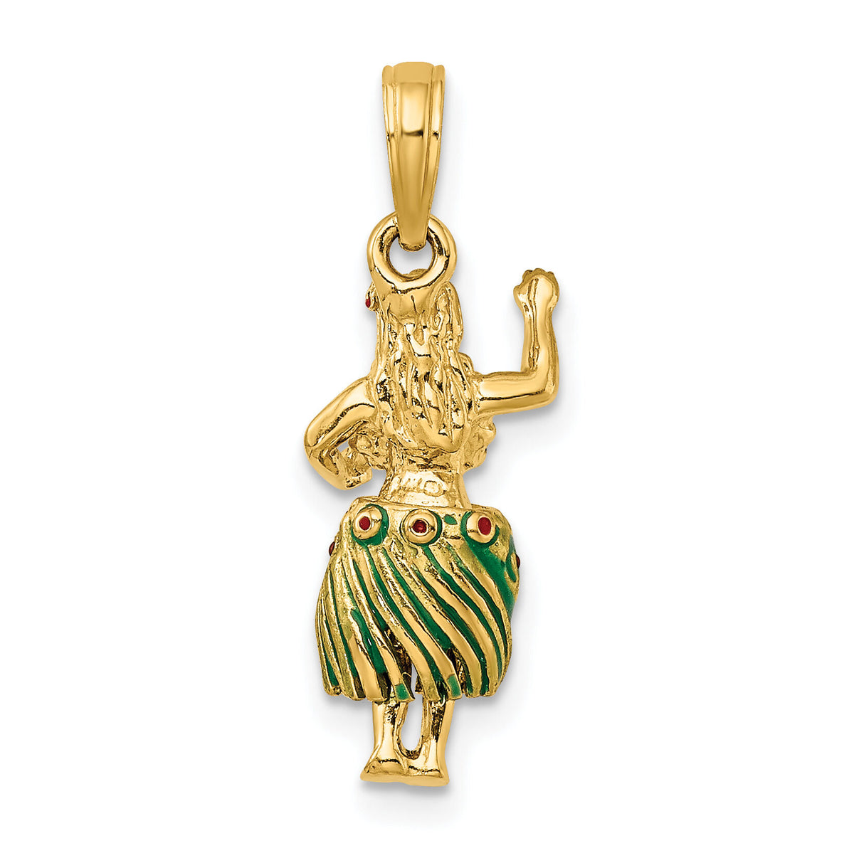 14K 3-D Hula Girl w/ Moveable Grass Skirt Charm-K6833
