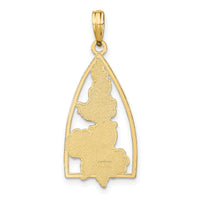 14K Enameled Ladybug and Flowers Triangle Pendant-K6834