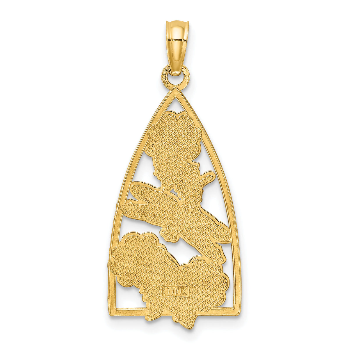 14K Enamel Dragonfly and Flowers Triangle Charm-K6835