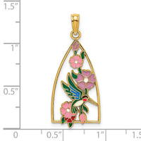 14K w/ Enamel Hummingbird and Flowers Charm-K6836
