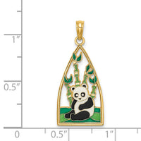 14K Enamel Panda Bear and Bamboo Charm-K6838