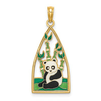 14K Enamel Panda Bear and Bamboo Charm-K6838